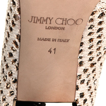 Jimmy Choo Metallic Crochet Glitter Abel 100 Pumps 41 Off White 7 of 8