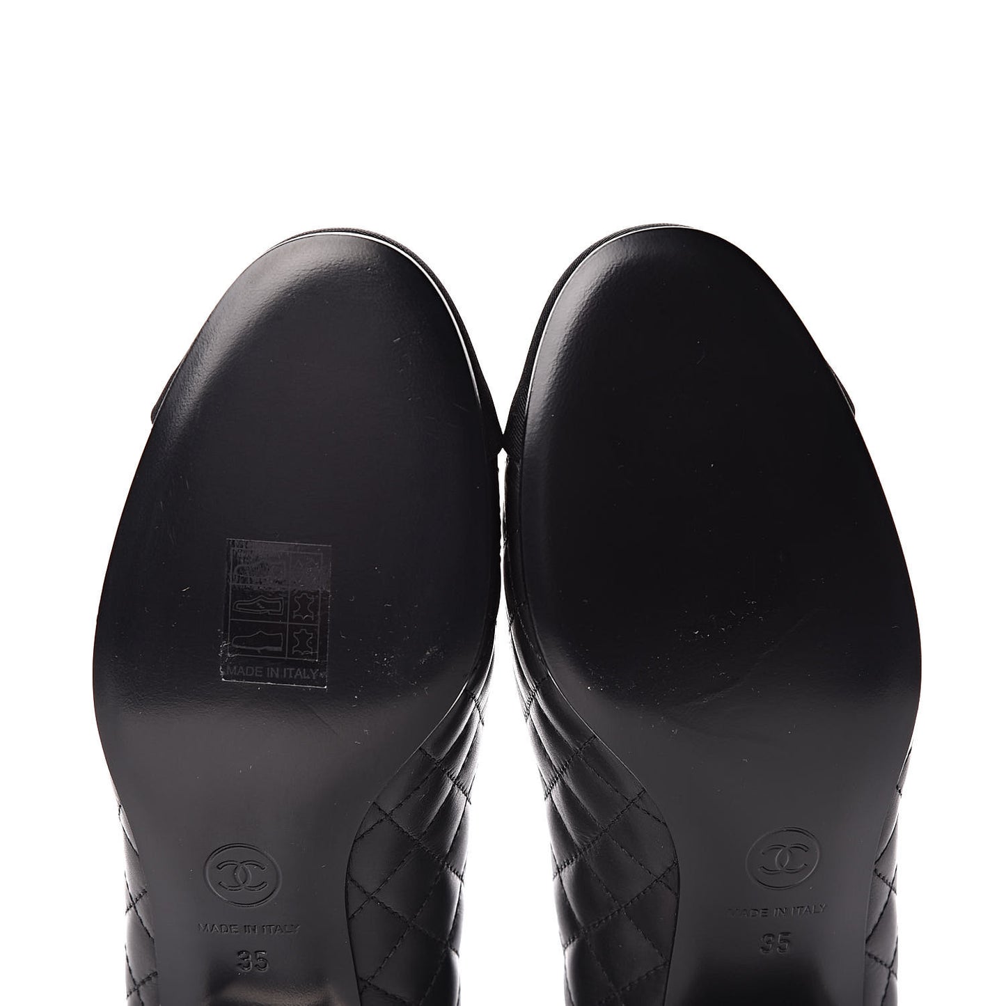 Aged Calfskin Grosgrain Quilted Cap Toe Pumps 35 Black