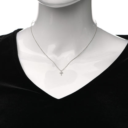 Tiffany 18K White Gold Diamond Mini Cross Pendant Necklace 2 of 4
