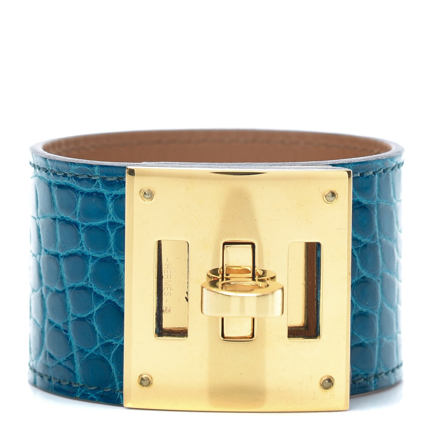 Shiny Alligator Kelly Dog Cuff Bleu Izmir
