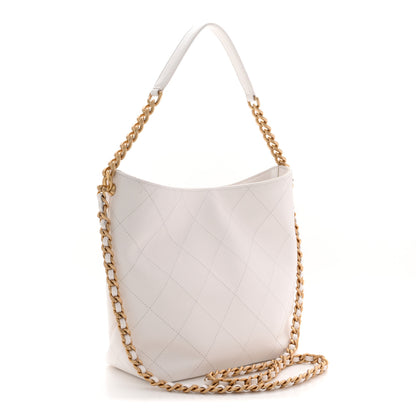 Chanel Caviar Quilted Hobo White 4 of 11