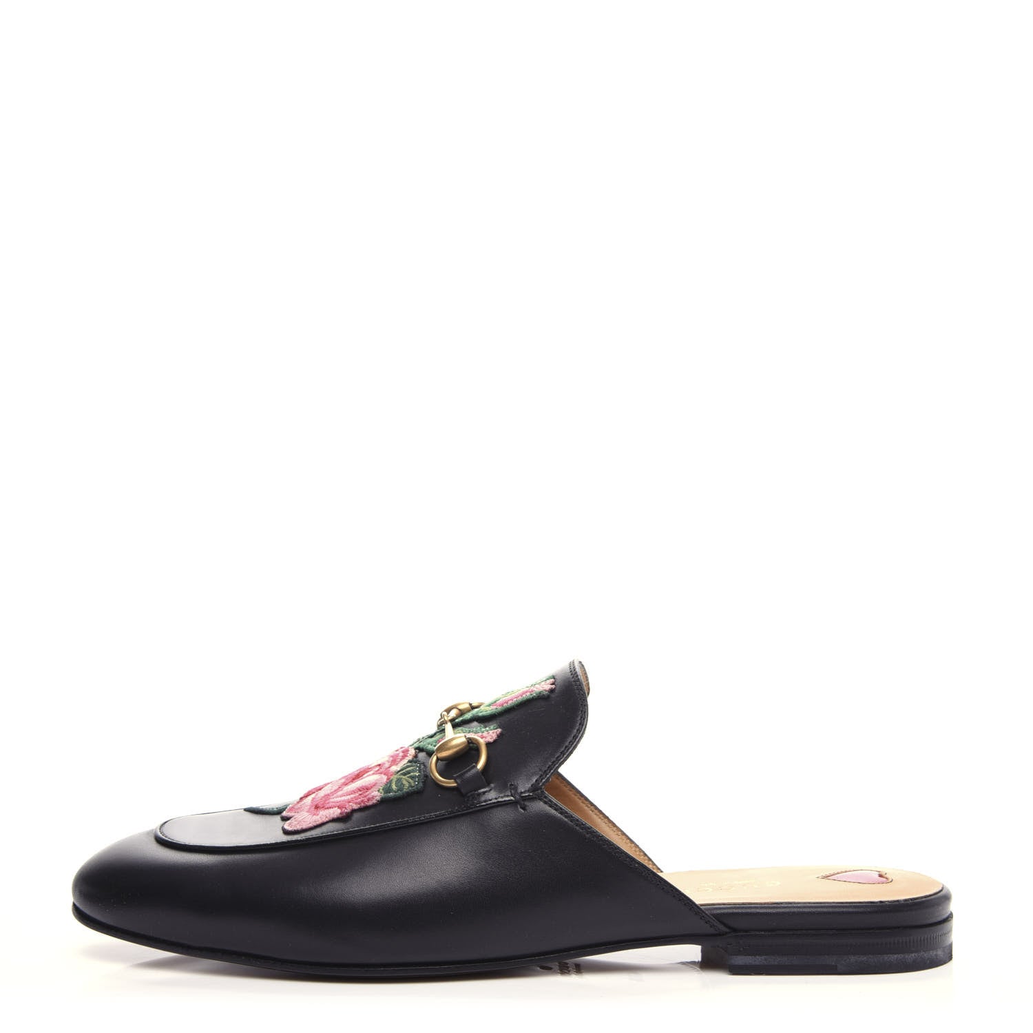 Gucci Calfskin Flower Embroidered Princetown Slippers 40.5 Black 1 of 11
