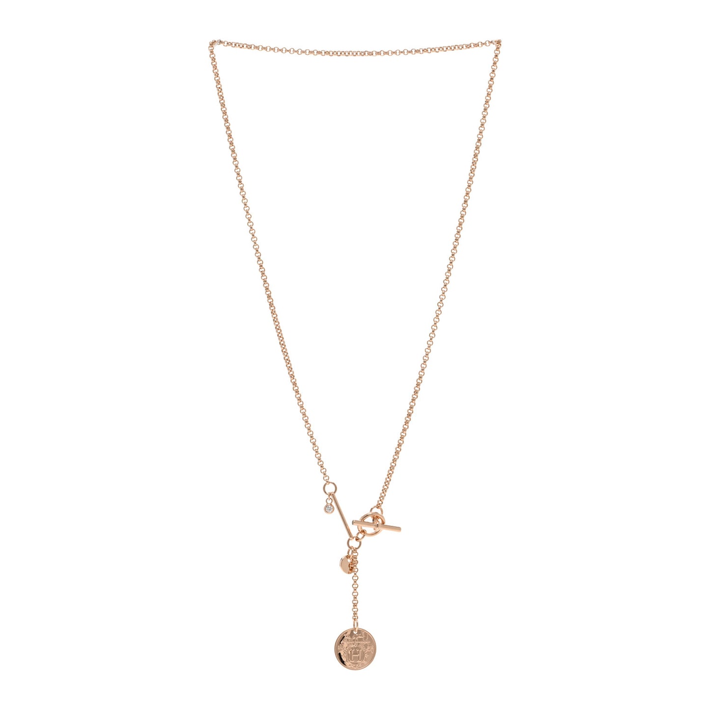 18K Rose Gold Diamond PM Ex-Libris Pendant Necklace