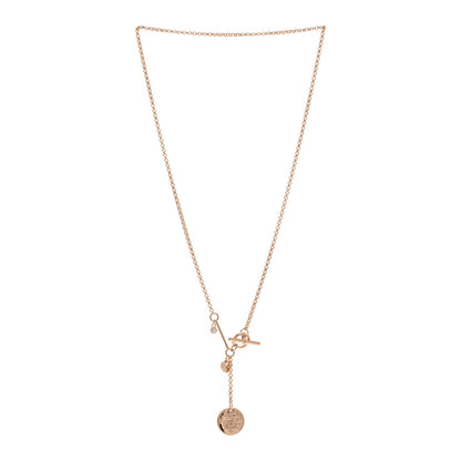 Hermes 18K Rose Gold Diamond PM Ex-Libris Pendant Necklace 3 of 5