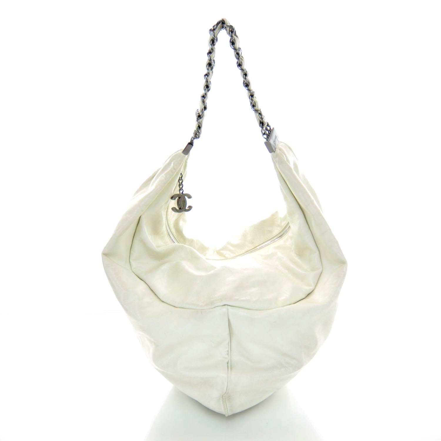 Chanel Lambskin Large Rock and Chain Hobo White 1 of 12