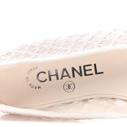 Chanel Mesh Crochet Grosgrain Cap Toe Ballerina Flats 36 White Black 8 of 9
