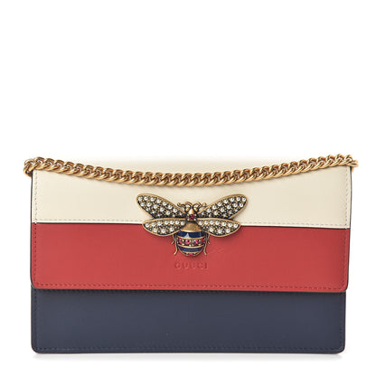 Gucci Calfskin Queen Margaret Chain Wallet Blue Agata Hibiscus Red Mystic White 1 of 8