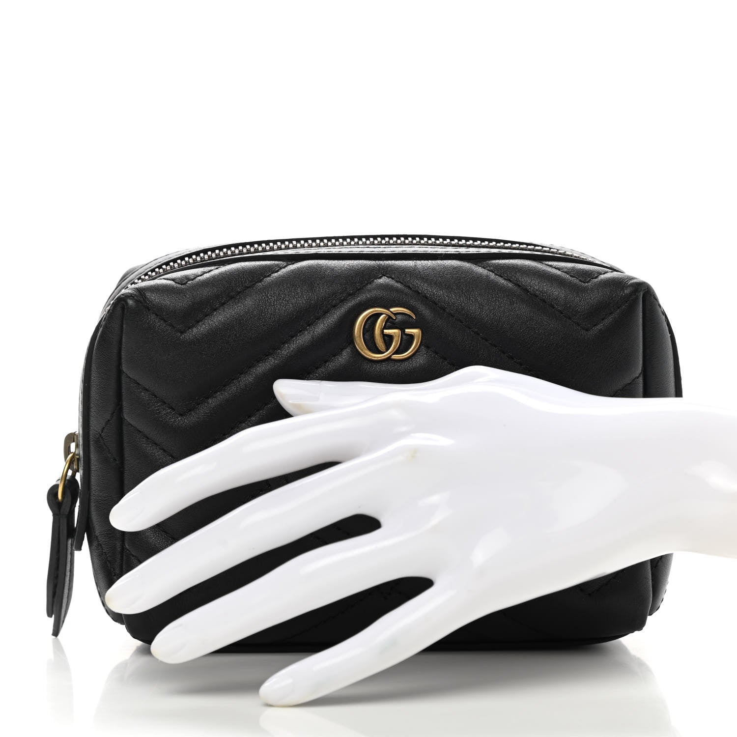 Gucci Calfskin Matelasse GG Marmont Cosmetic Case Black 2 of 9