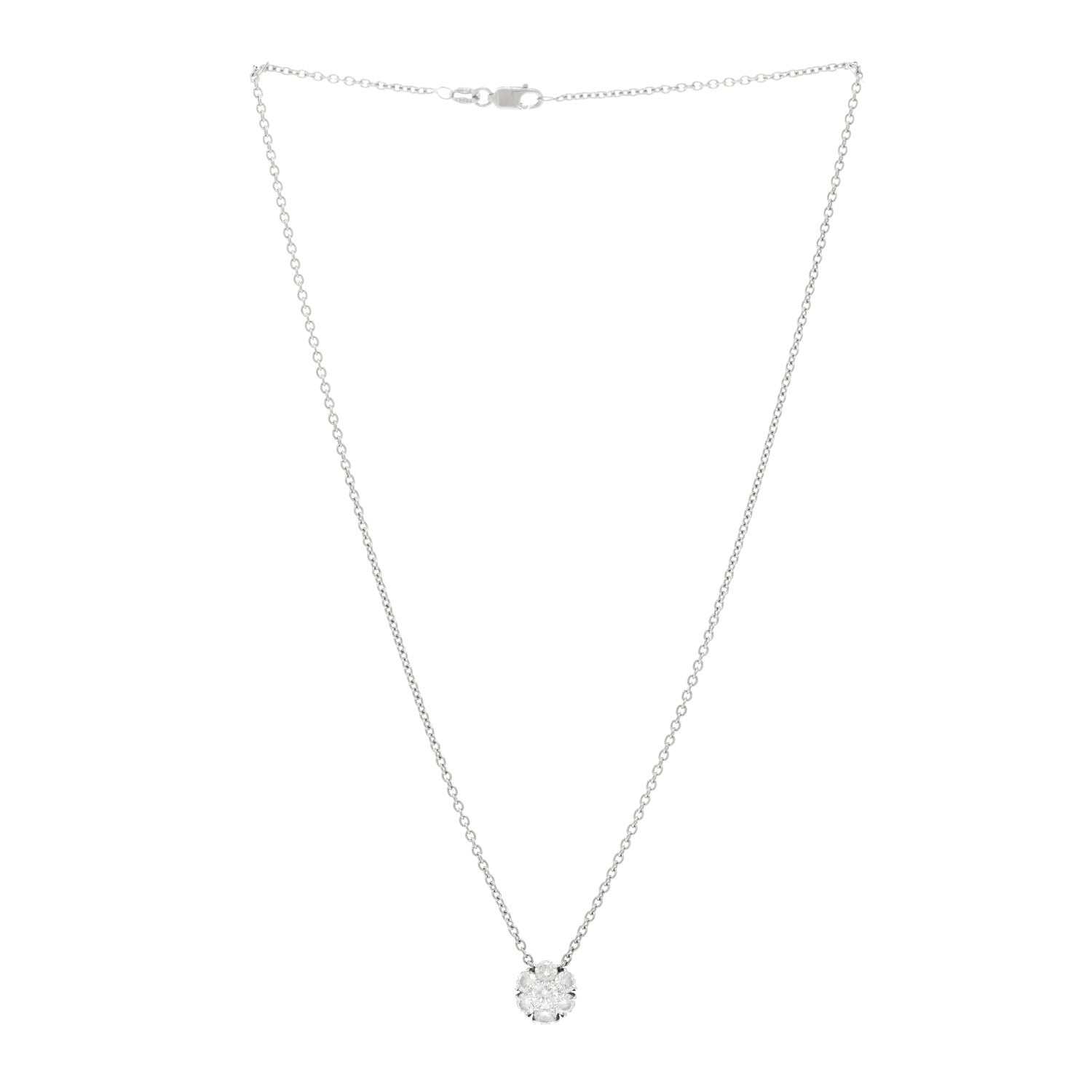 Van Cleef & Arpels Platinum Diamond Fleurette Pendant Necklace 3 of 4
