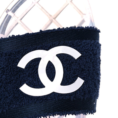Chanel PVC Transparent Fabric CC Flat Slide Sandals 41 Navy 13 of 15