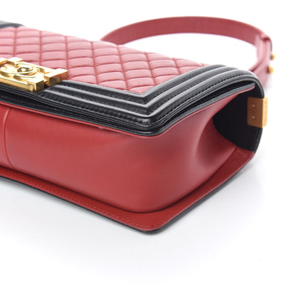 Chanel Lambskin Quilted Medium Boy Flap Red Black 6 of 14