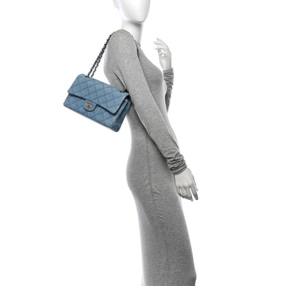Chanel Printed Denim Quilted Medium Double Flap Light Blue 2 of 11