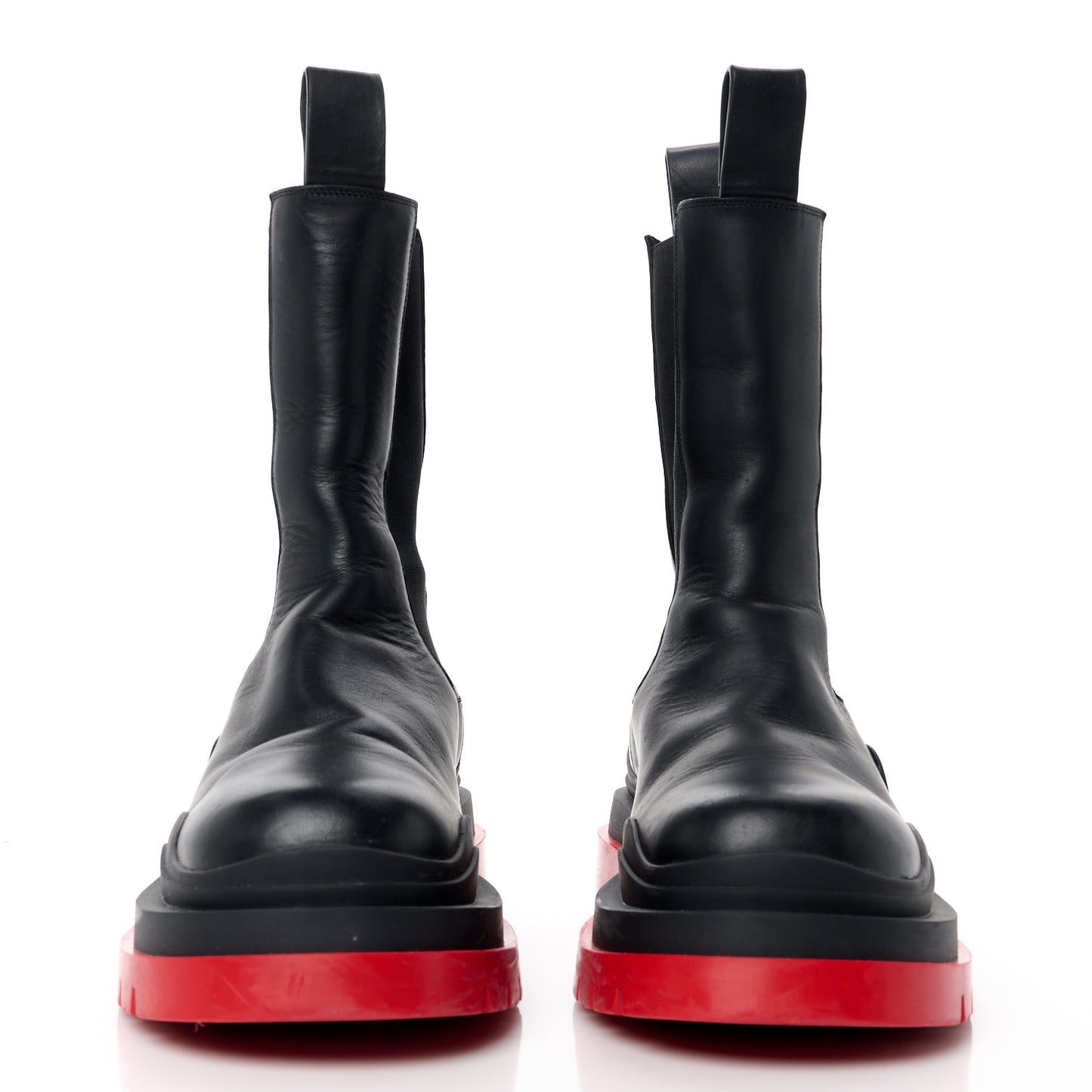 Calfskin The Tire Chelsea Boots 41 Black Bright Red