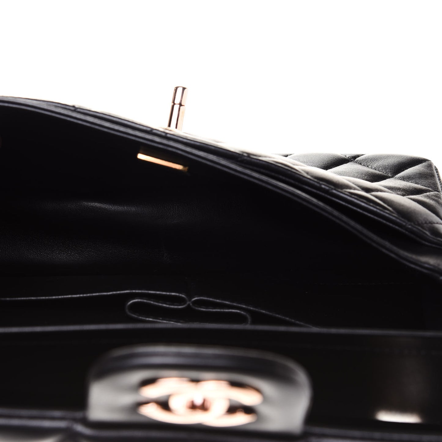 Lambskin Quilted Small Double Flap Black