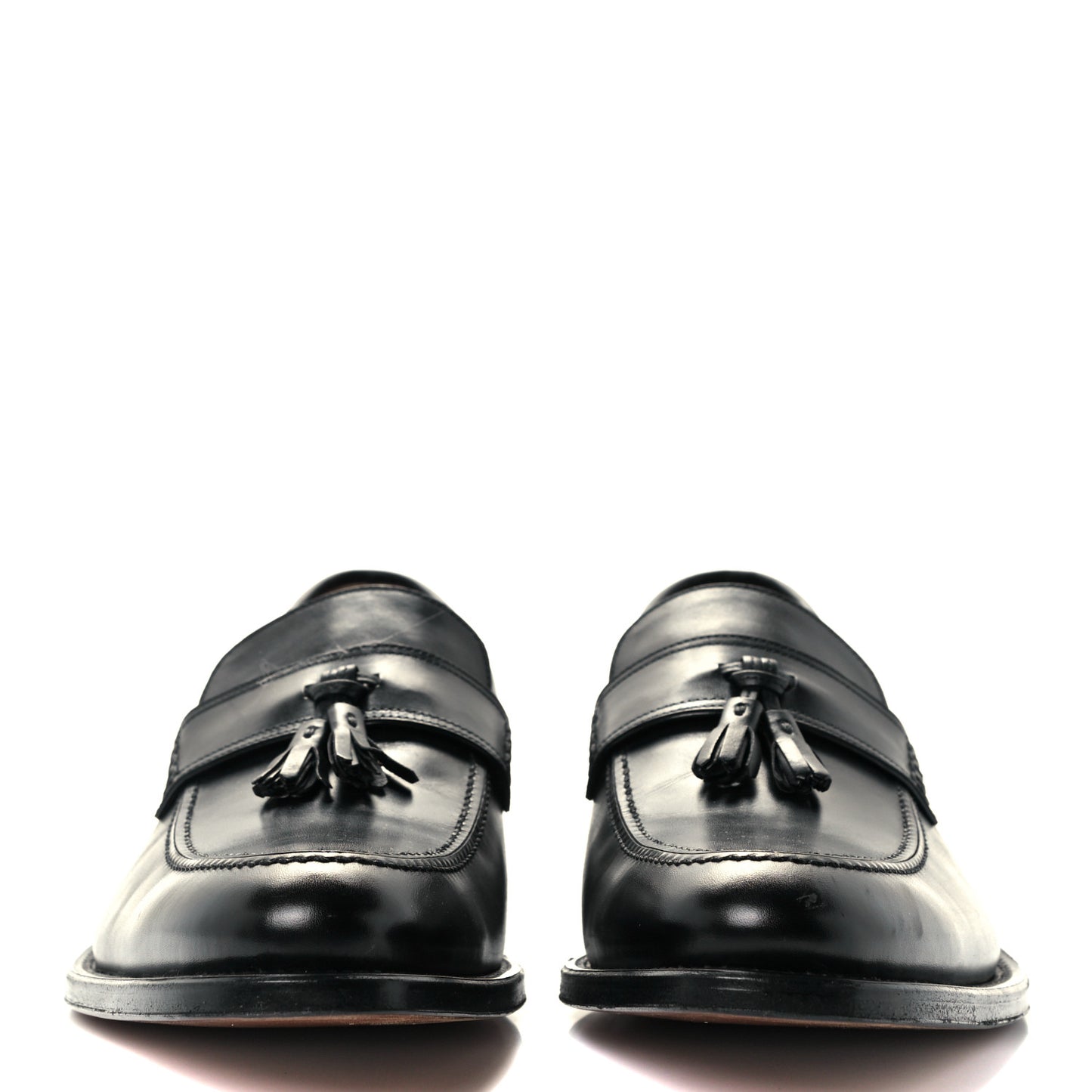 Calfskin Mens Tassle Loafers 8.5 Black