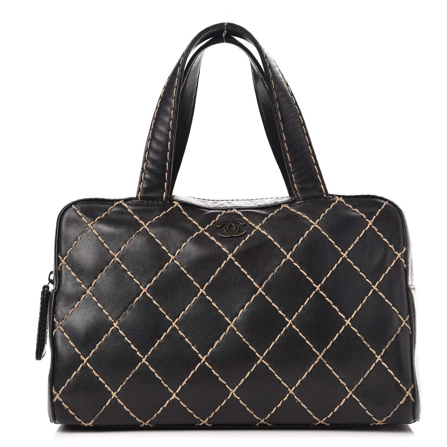 Chanel Calfskin Wild Stitch Top Handle Bag Black 1 of 14