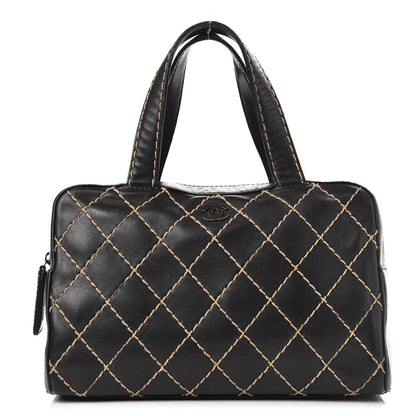 Chanel Calfskin Wild Stitch Top Handle Bag Black 1 of 14