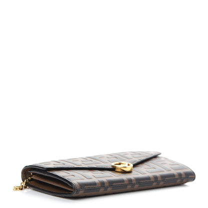 Fendi Vitello Soft F is Fendi Bi-Color FF 1974 Embossed Continental Envelope Wallet On Chain Maya Black 4 of 10