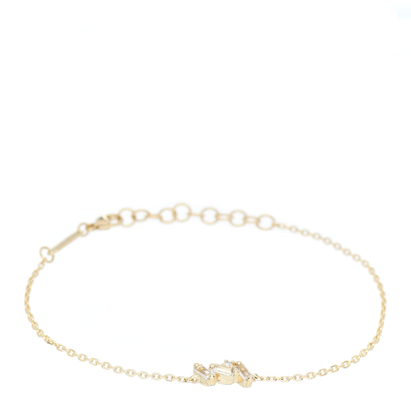 14K Yellow Gold Diamond Topaz Station Bracelet