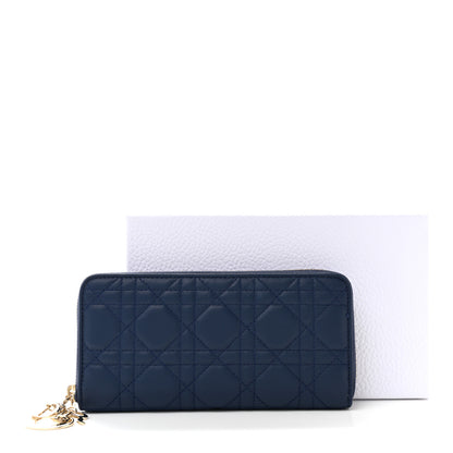 Christian Dior Lambskin Cannage Lady Dior Zip Wallet Ocean Blue 8 of 8