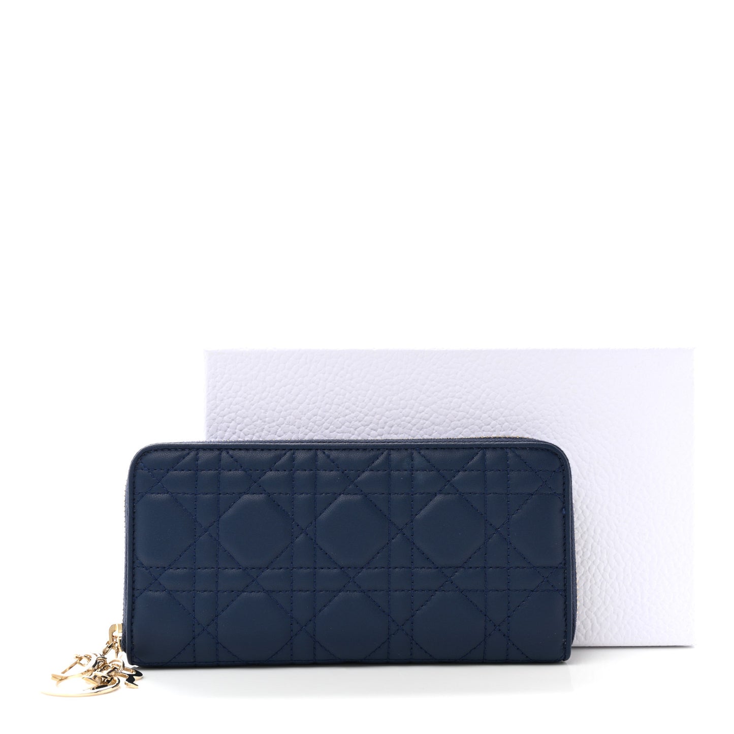 Lambskin Cannage Lady Dior Zip Wallet Ocean Blue