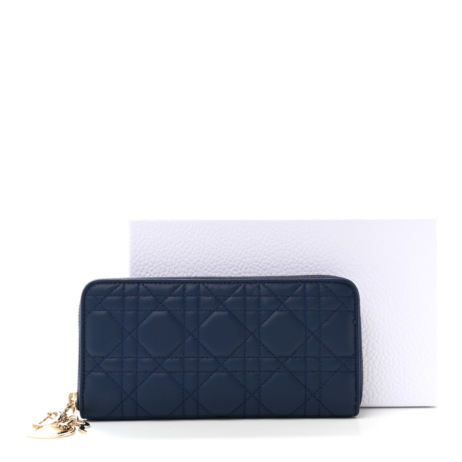 Christian Dior Lambskin Cannage Lady Dior Zip Wallet Ocean Blue 8 of 8