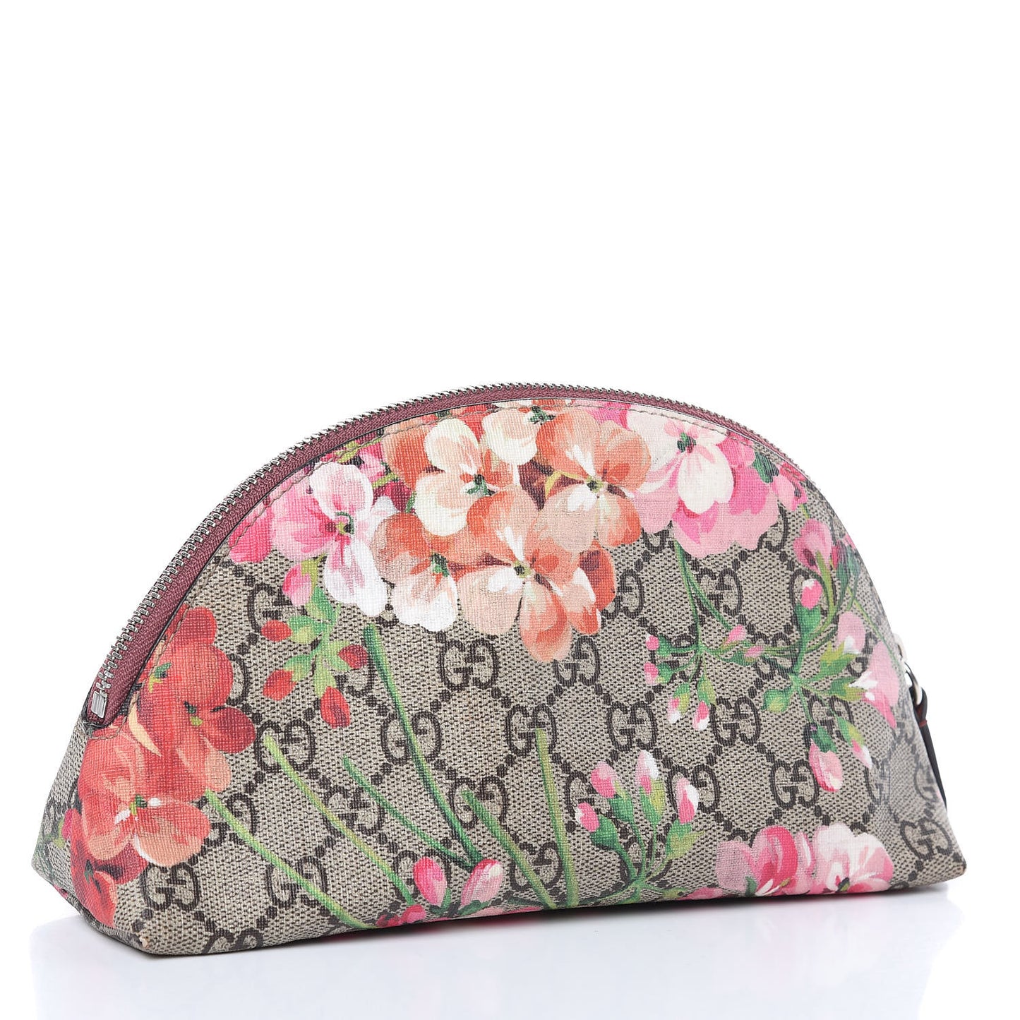 GG Supreme Monogram Blooms Large Pouch Cosmetic Case Beige Multicolor Dry Rose