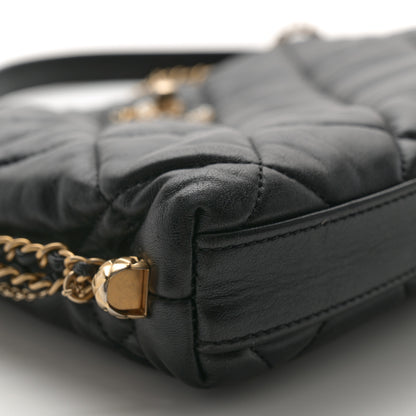 Chanel Lambskin Quilted Crush on Chains Hobo Black 9 of 10