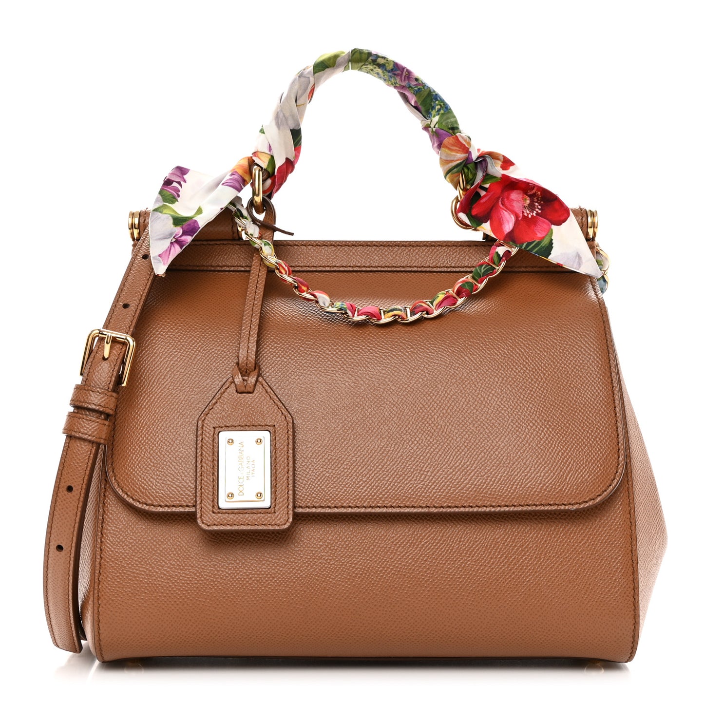 Dauphine Medium Miss Sicily Satchel With Scarf Caramello