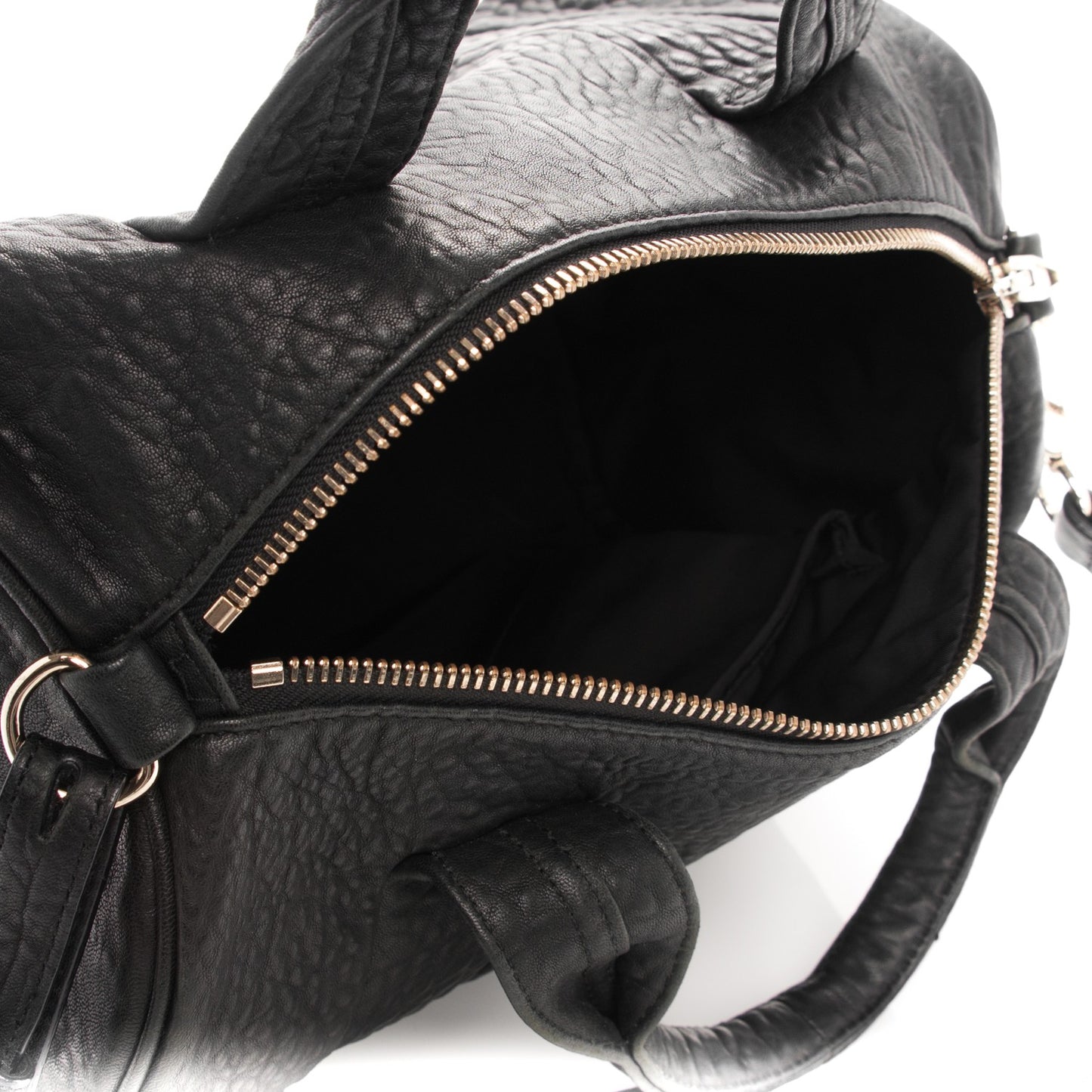 Pebbled Lambskin Rocco Black Pale Gold Hardware