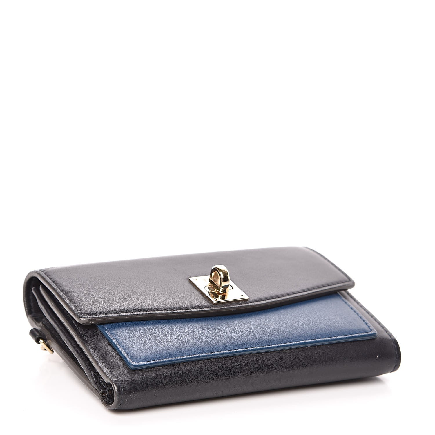 Christian Dior Calfskin Bi-Color Wallet Black Blue 4 of 6