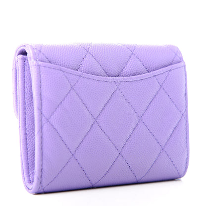 Chanel Caviar Quilted Flap Card Holder Wallet Purple 3 of 8