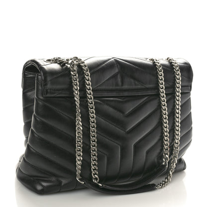 Saint Laurent Calfskin Y Quilted Monogram Medium Loulou Chain Satchel Black 2 of 12