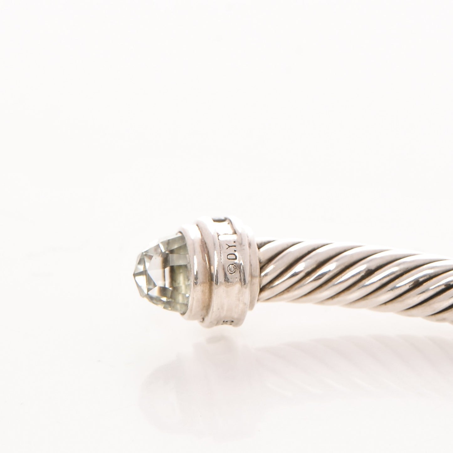 Sterling Silver Diamond Prasiolite 5mm Cable Classics Bracelet