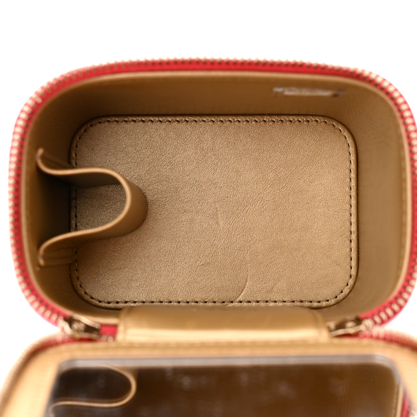 Lambskin Quilted Pearl Crush Mini Vanity Case With Chain Dark Pink