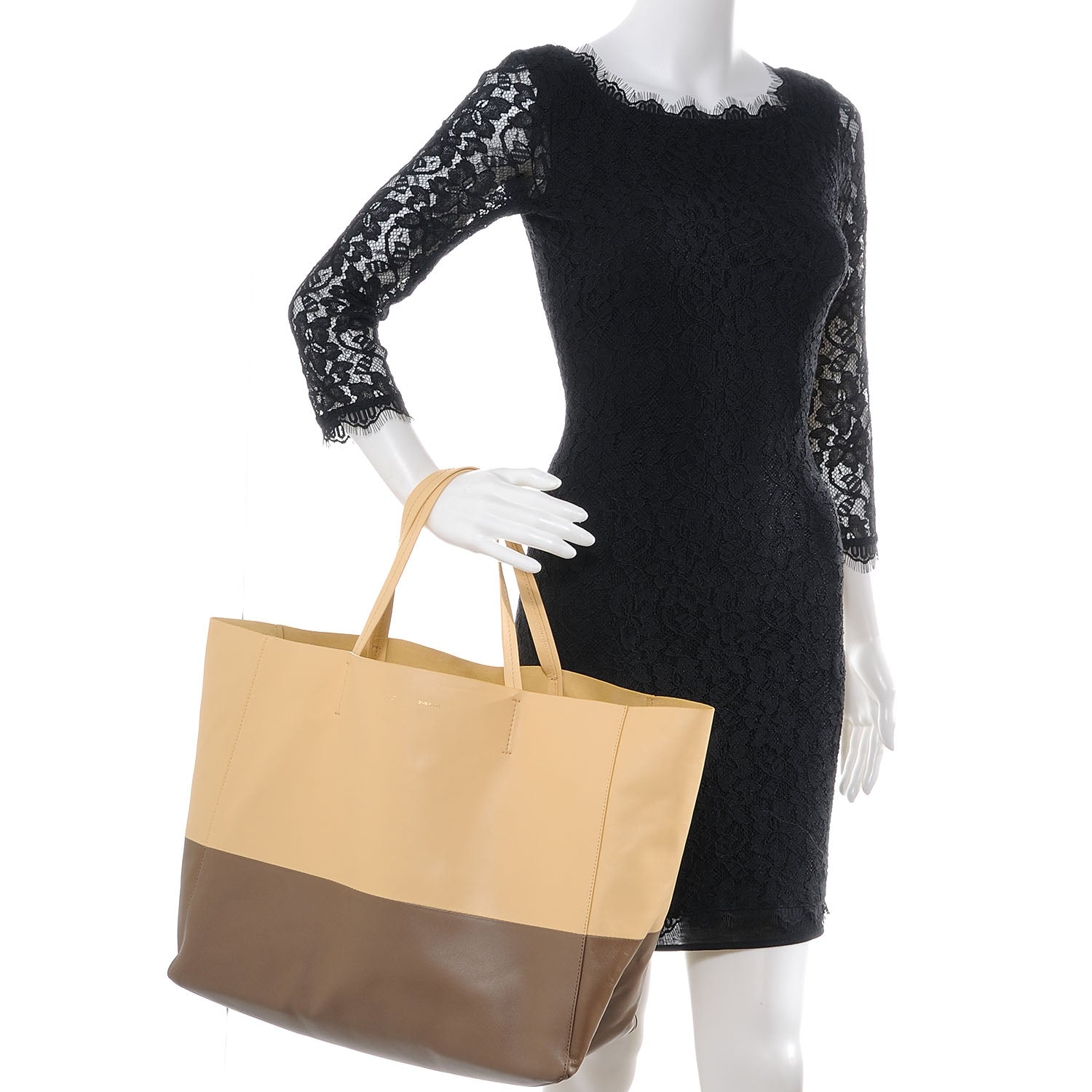 Celine Lambskin Horizontal Bi-Color Cabas Butter 2 of 8