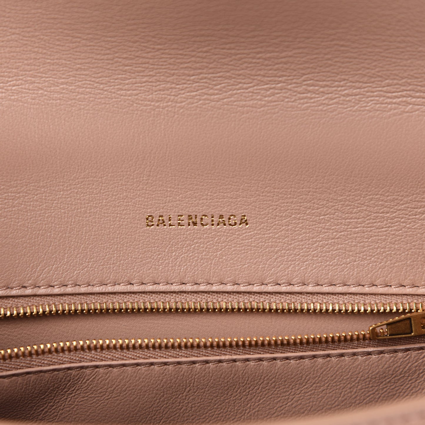 Grained Calfskin Small Hourglass Top Handle Bag Nude Beige