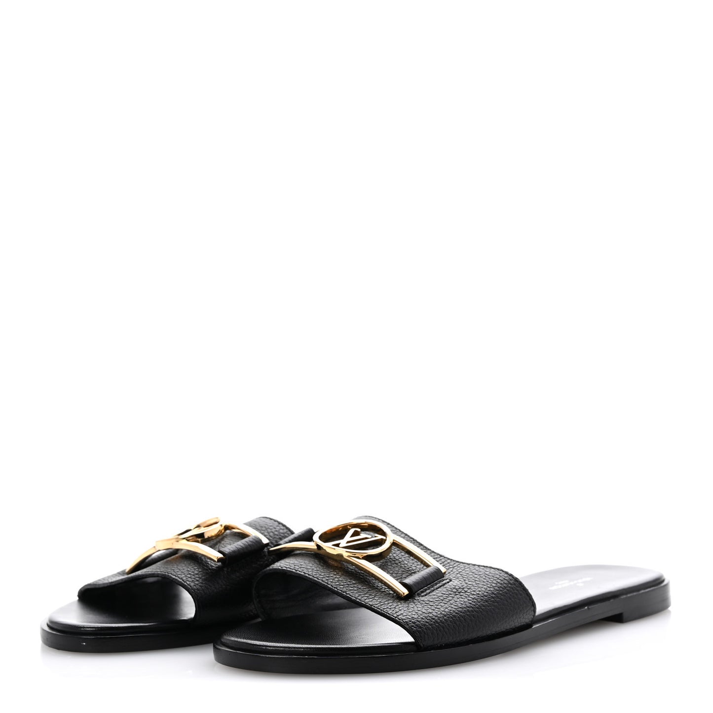 Calfskin Lock It Flat Mule 38 Black
