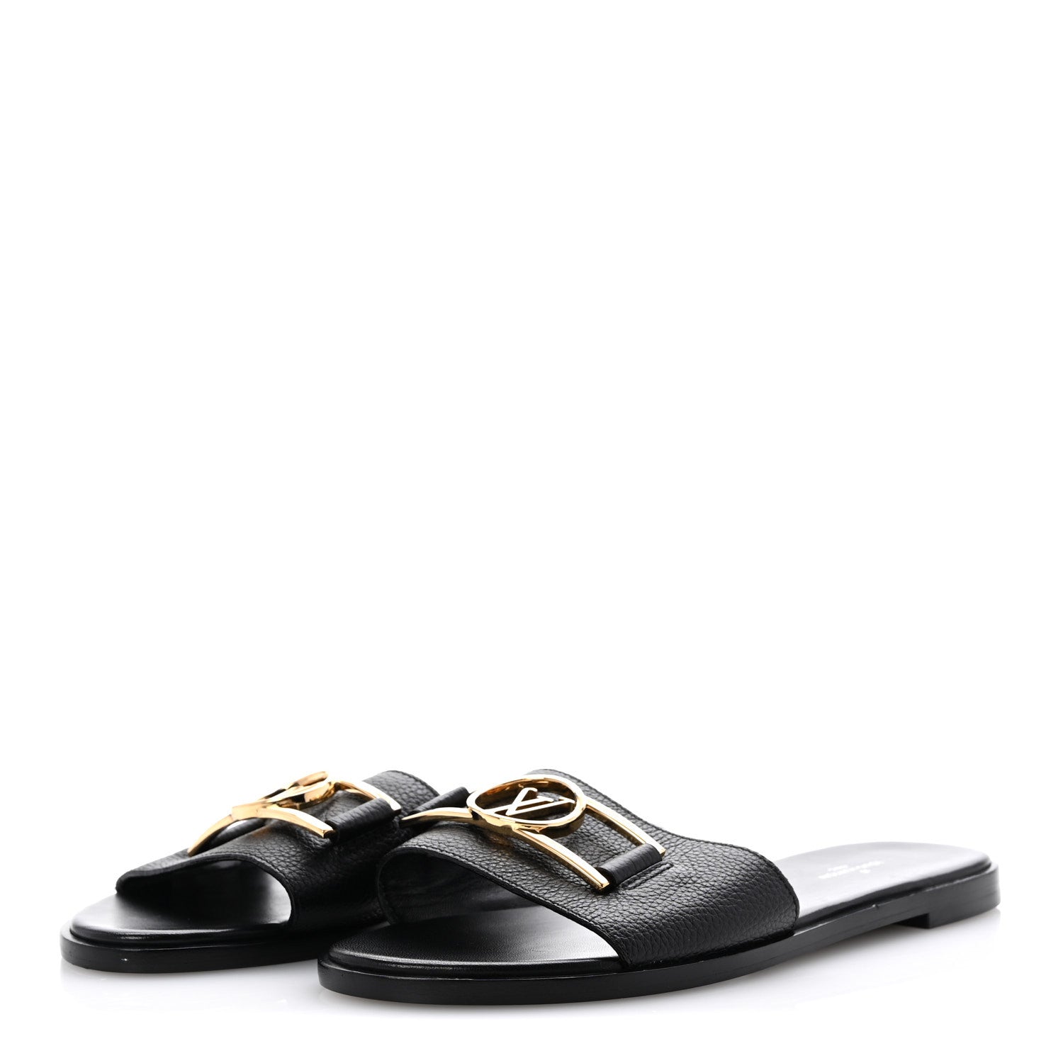 Louis Vuitton Calfskin Lock It Flat Mule 38 Black 4 of 9