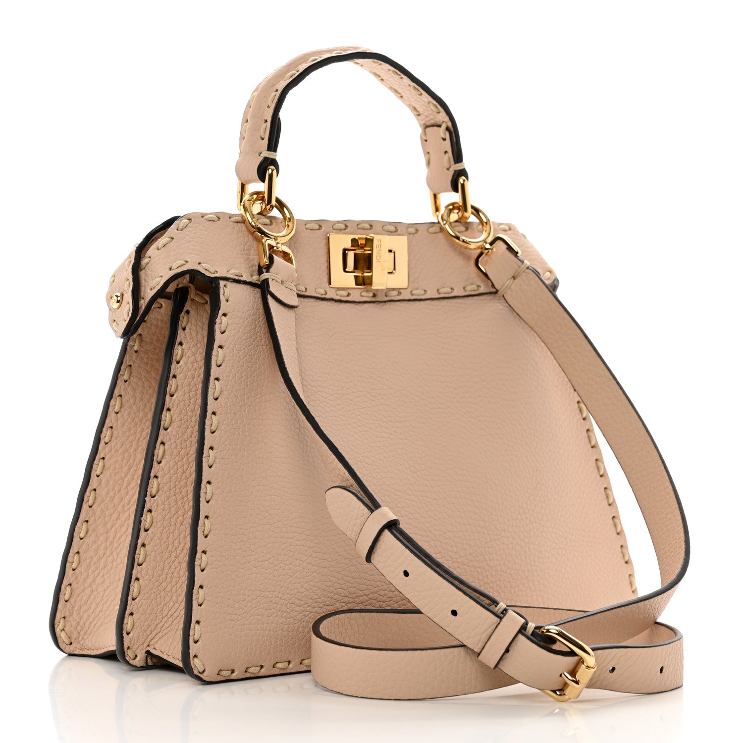 Fendi Cuoio Romano Selleria Chamois Small Peekaboo I SEE U Satchel Rosa Plaster 3 of 11