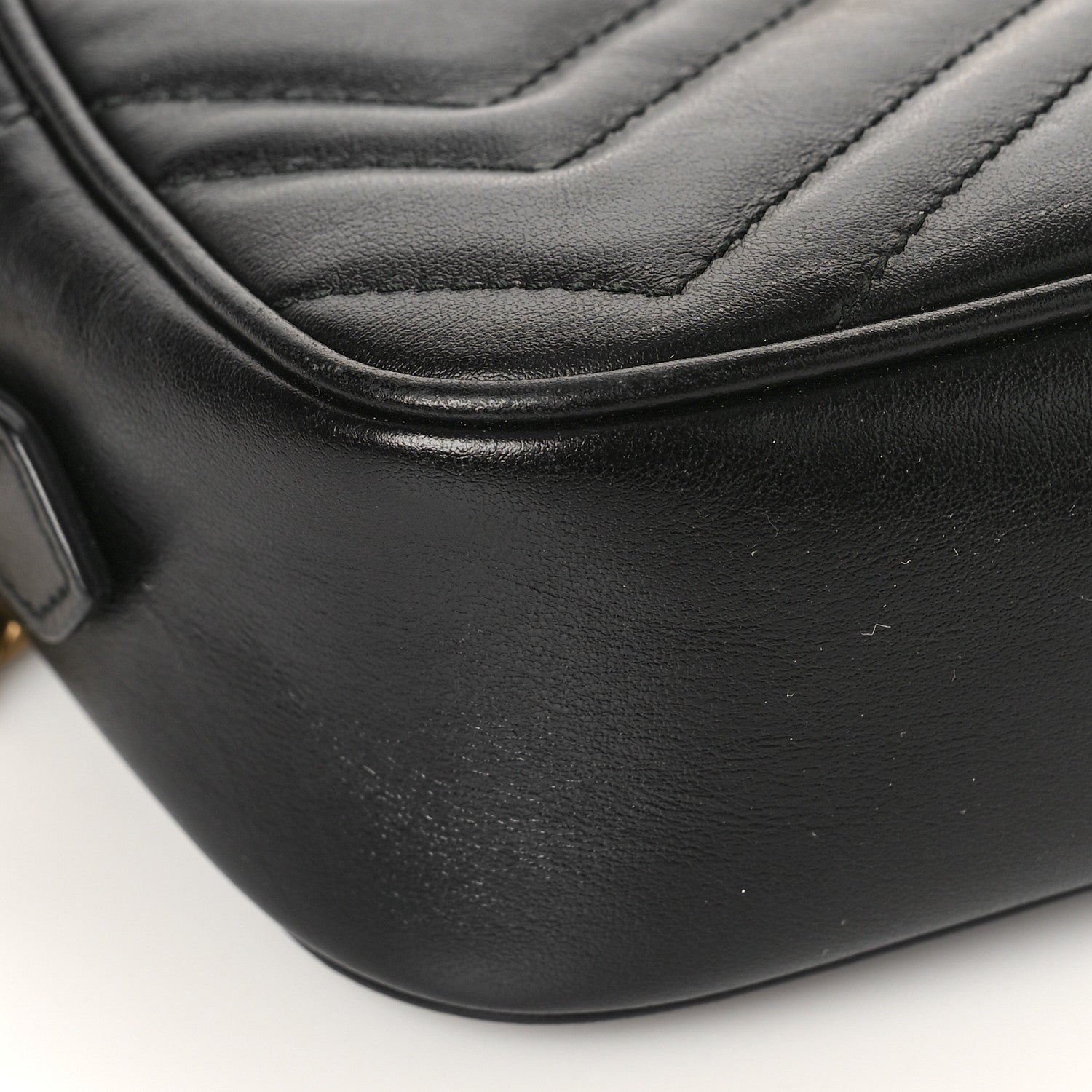 Gucci Calfskin Matelasse Mini GG Marmont Chain Shoulder Bag Black 8 of 10