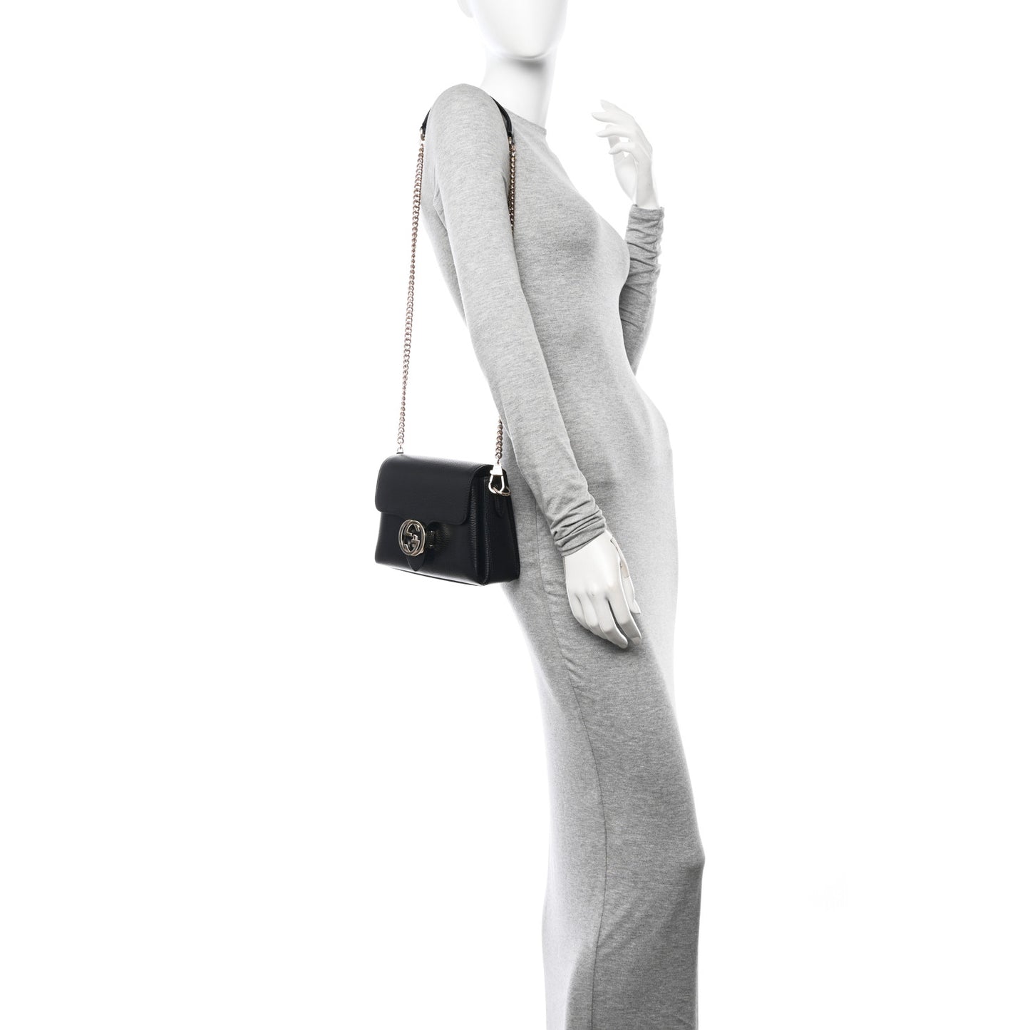 Dollar Calfskin Interlocking G Crossbody Bag Black