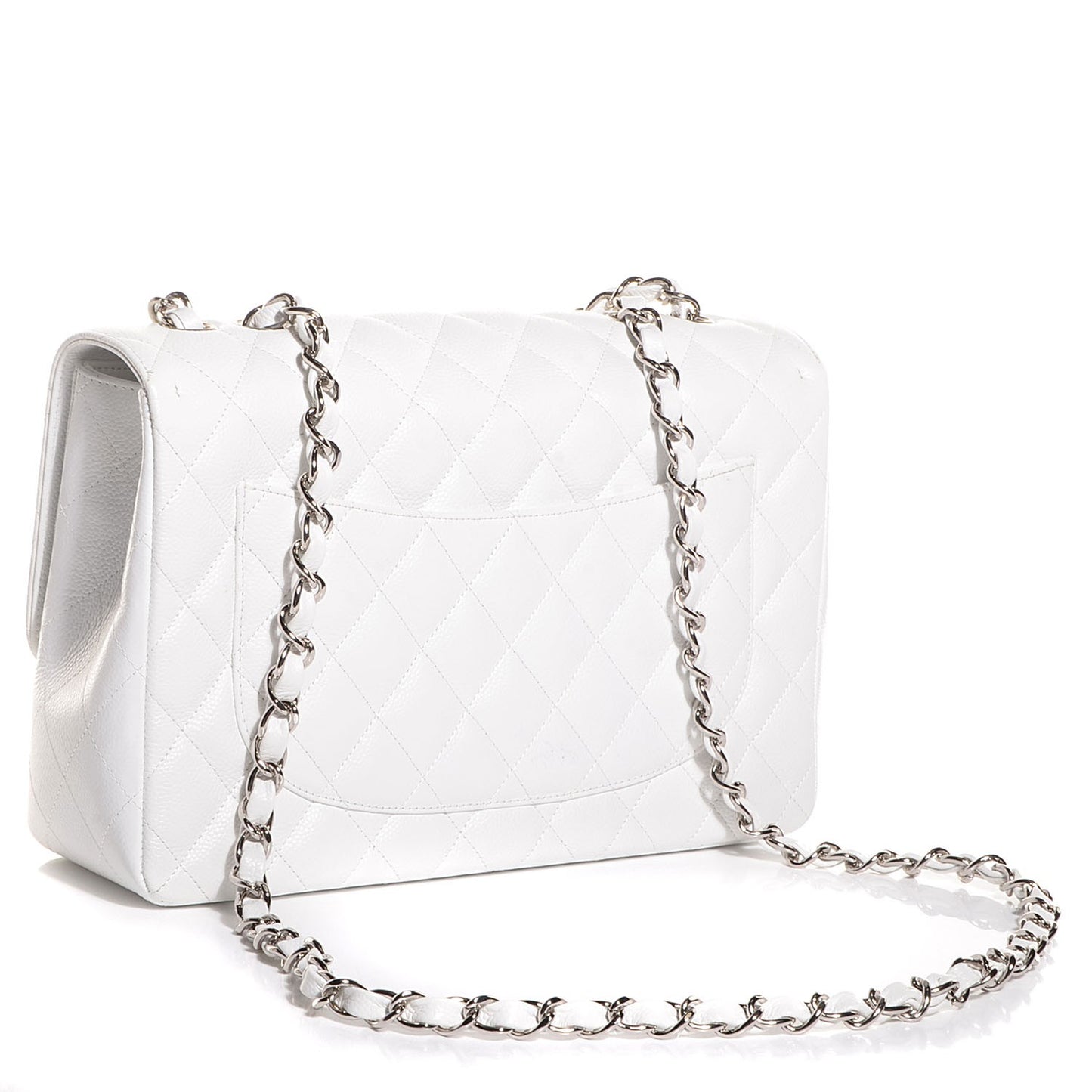 Caviar Quilted Jumbo Single Flap White