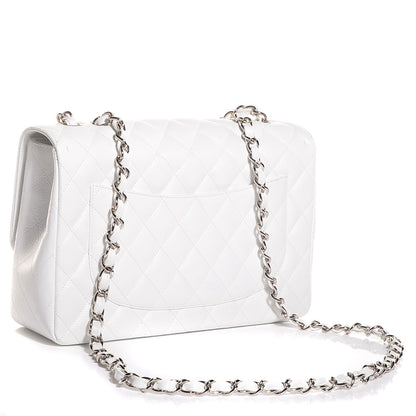 Chanel Caviar Quilted Jumbo Single Flap White 3 of 9