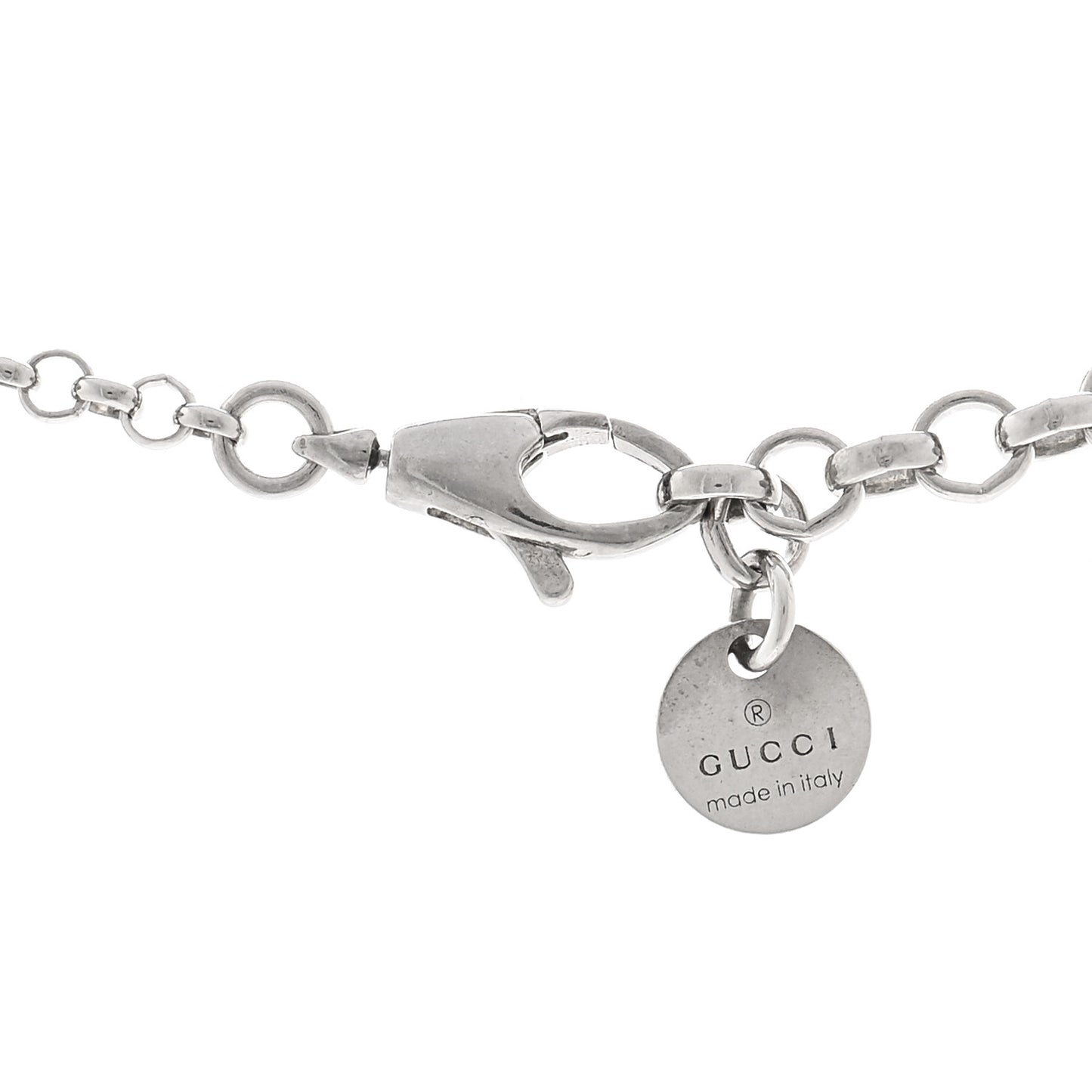 Sterling Silver Small Textured Interlocking G Pendant Necklace
