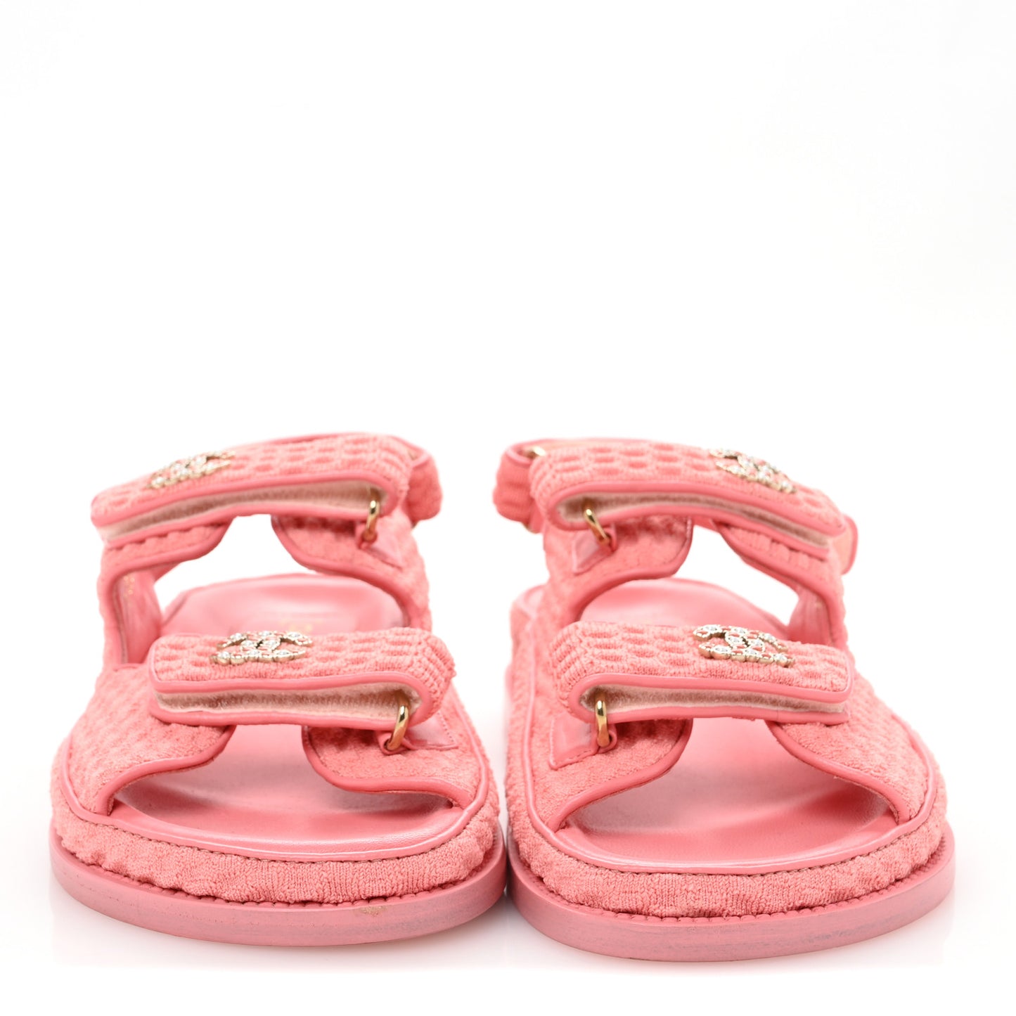 Knit Fabric Velcro Dad Sandals 38 Coral