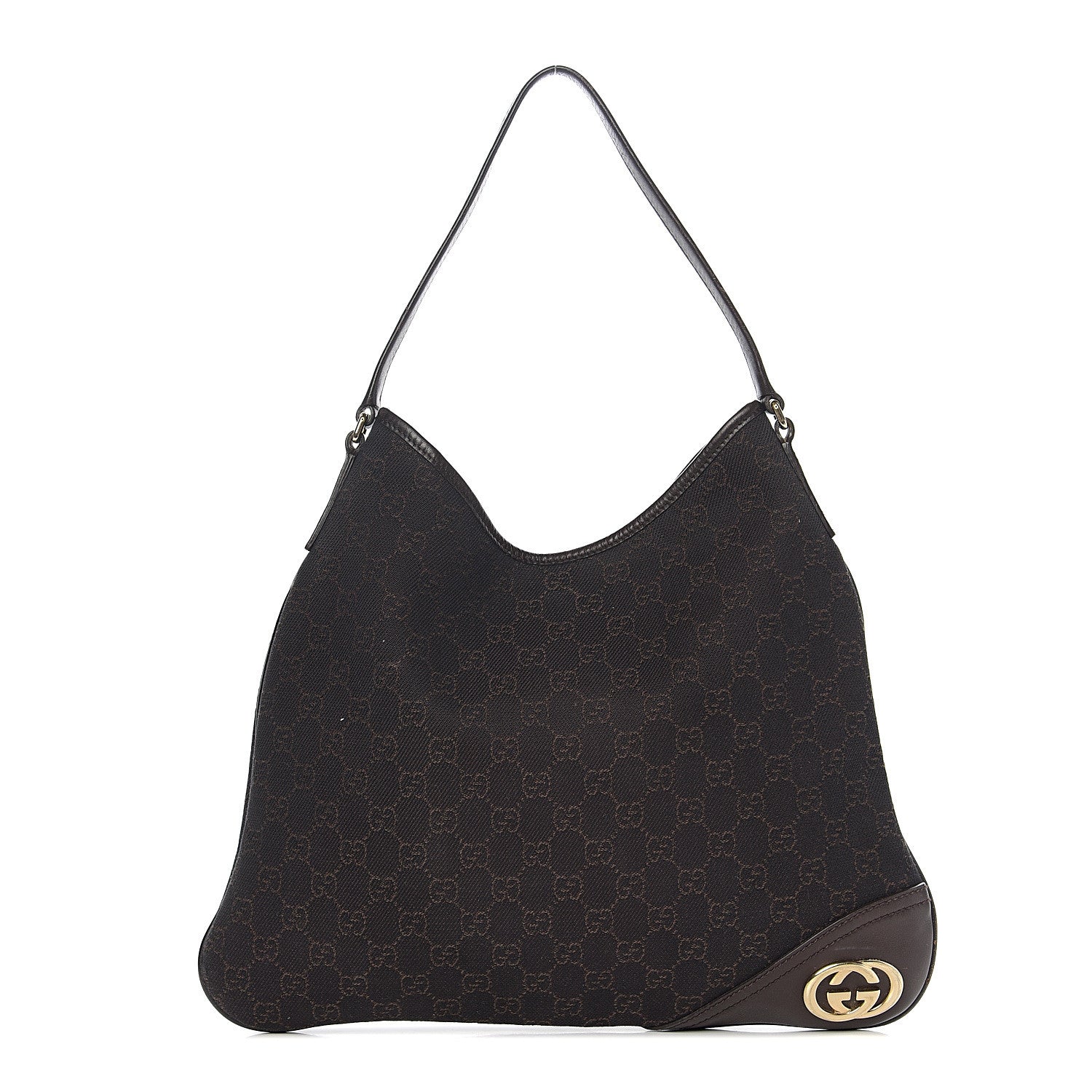 Gucci Monogram Medium New Britt Hobo Dark Brown 1 of 10