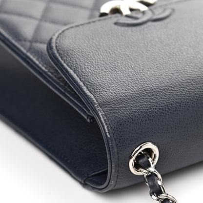 Chanel Grained Calfskin Quilted CC Box Clutch With Chain Navy 12 of 14