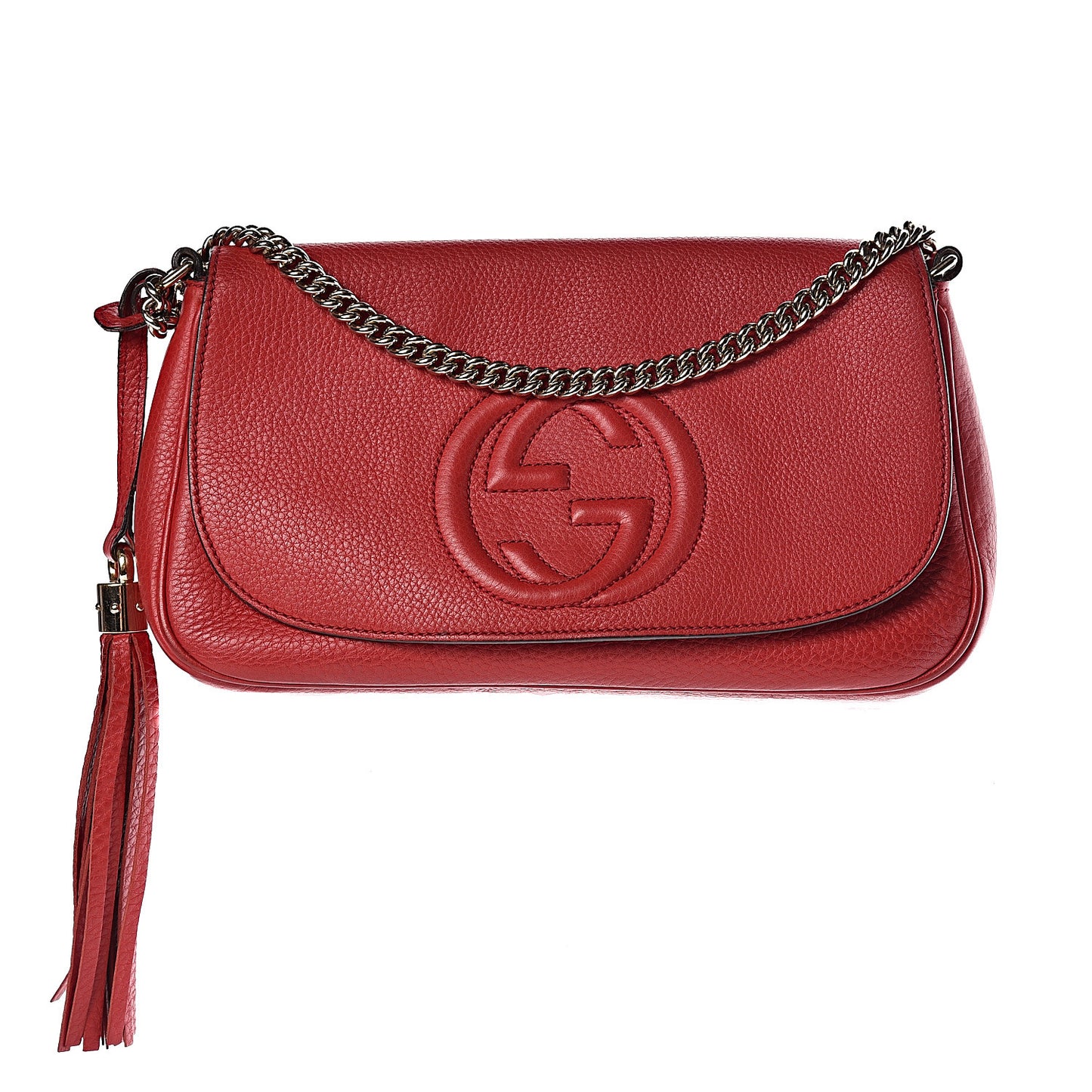 Pebbled Calfskin Medium Soho Flap Crossbody Tabasco Red