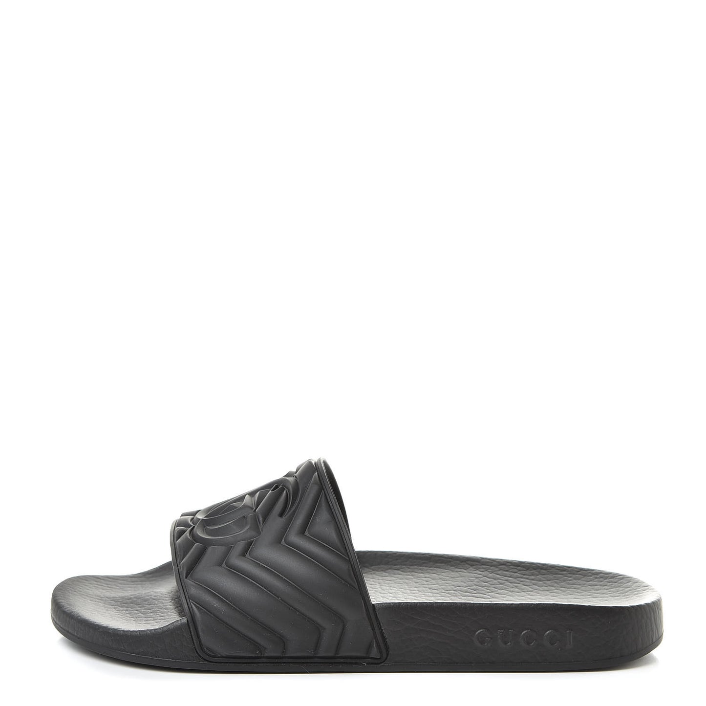 Rubber Matelasse Mens Slide Sandals 7 Black